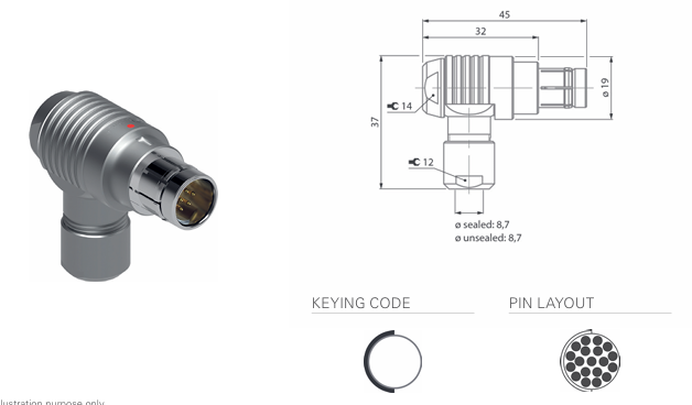 Fischer Connectors接線(xiàn)端子WSO 104 Z092-150-3H+電纜安裝式直角插頭